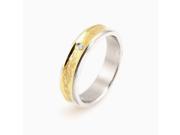 Stainless Steel Concave Gold Inlay Dragon Cubic Zirconia Band Ring Women Size 6