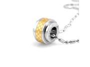 Gold Checker Design Barrel Amour Love Stainless Steel Pendant Necklace 24