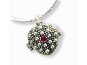 Heart Shaped Locket Silver Natural Seed Pearl Pendant Silver Chain Necklace 16