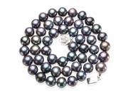 Enhanced Black 7 8mm AA Cultured Pearl Strand Silver Choker Necklace 16