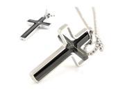 360 Degrees Black Spinning Cross Cubic Zirconia Stainless Steel Necklace 24
