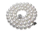 16 6 7mm White Cultured Pearl Strand Necklace wtih Sterling Silver Rose Clasp
