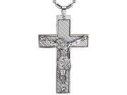 Carbon Fiber Crucifix Cross Jesus Christ Stainless Steel Pendant Necklace 16