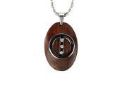 Redwood Cubic Zirconia Circle Line Oval Stainless Steel Pendant Necklace 20