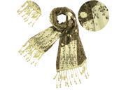 100% Cotton Chinese Vintage Style Small Flowers Vine Long Scarf Tan Cream