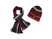 100% Acrylic Men s Fashion Classic Colorful Strips Cap Hat Scarf Set Red