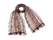 Rayon Polyamide Handmade Lace Geometric Flower Sequins Long Scarf Violet