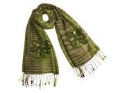 Acrylic Mohair Fashion Knitted Sequined Flowers Long Scarf Shawl Green Various colors