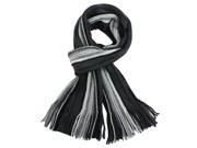 100% Acrylic Colorful Stripes Tassel Ends Knitted Long Scarf Gray