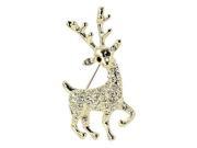 Reindeer Gold Tone Diamante Brooch Pin