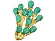 Turquoise Bunch Spray Crystal Gold Tone 2 In 1 Brooch Pin Pendant