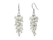 White Cultured Pearl Platinum Overlay Sterling Silver Bunch Earrings