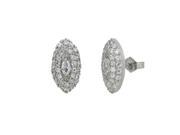 Cubic Zirconia Marquise Platinum Overlay CAREFREE Sterling Silver Stud Earrings