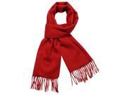 100% Wool Winter Classic Solid Color Tassels Ends Long Scarf Red