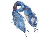 Multi Flowers Leopard Pattern Cotton Sheer Square Scarf Shawl Sarong Blue