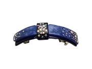 Fancy Dual Layer Ribbon Swarovski Crystal Hair Barrette Royal Blue