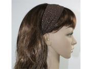 Simple Sparkling Rhinestone Stretch Cotton Headband Brown