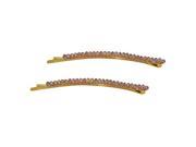 Faceted Crystal Row Gold Bobby Pin Amethyst Purple 2 PCS