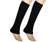 Cable Knit Trimmed Classic Boot Shaft Style Soft Acrylic Leg Warmer Black