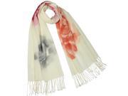 Dahlia Women s Wool Blend Scarf Hand Painted Zen Style Peony Flowers Red