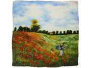 100% Charmeuse Silk Claude Monet Poppy Field in Argenteuil Square Scarf Shawl