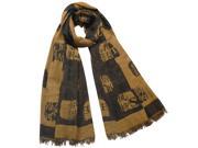 Chinese English Character Seal Stamps Tassel Ends Cotton Long Scarf Copper