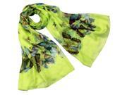 Enchanting Butterfly 100% Silk Sheer Long Scarf Shawl Green