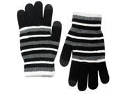 Unisex Striped Wool Blend Touch Screen Gloves Black