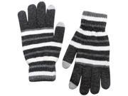 Unisex Striped Wool Blend Touch Screen Gloves Dark Gray