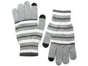 Unisex Striped Wool Blend Touch Screen Gloves Light Gray