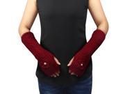 Dahlia Women s Flower Pearl Acrylic Fingerless Arm Warmer Gloves Burgundy