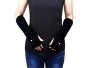 Dahlia Women s Flower Pearl Acrylic Fingerless Arm Warmer Gloves Black