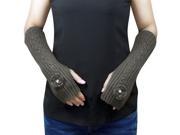 Dahlia Women s Flower Pearl Acrylic Fingerless Arm Warmer Gloves Gray