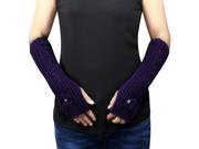 Dahlia Women s Flower Pearl Acrylic Fingerless Arm Warmer Gloves Purple
