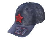 Star Panel Five Pointed Star Crown Number 27 Cotton Baseball Cap Jean Blue