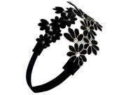 Gold Tone Thread Flower Vintage Style Handmade Elastic Headband Black