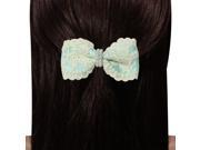 Triple Rose Lace Faux Pearl Bow Hair Clip Blue