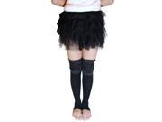 Scrunch Top Double Stripe Accent Cotton Blend Leg Warmers Black and Gray