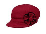 Women s Chic Flower Wool Blend Newsboy Hat Red