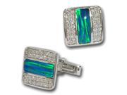 Cufflink Jewelry Synthetic Opal Cubic Zirconia Silver Cufflinks