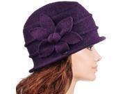 Dahlia Women s Daisy Flower Wool Cloche Bucket Hat Purple