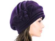 Dahlia Women s Elegant Flower Wool Cloche Bucket Slouch Hat Purple