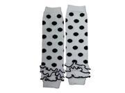 Cutie Black Polka Dots with Black Trim Ruffle White Kids Cotton Blend Leg Warmer
