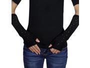 Women s Fashion Sparkling Rhinestone Light Acrylic Fingerless Arm Warmer Gloves