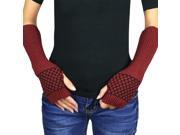 Women s Honeycomb Pattern Soft Acrylic Fingerless Arm Warmer Gloves Red