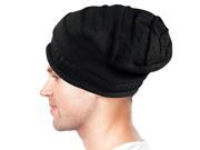 Dahlia Unisex Solid Color Acrylic Slouch Beanie Hat Black