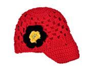 Lovely Flower Hand Crochet Acrylic Baby Visor Hat Red