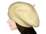 Women s Fluffy Twisted Classic Beret Acrylic Rabbit Hair Knit Beanie Hat Cream