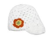 Lovely Flower Hand Crochet Acrylic Baby Visor Hat White