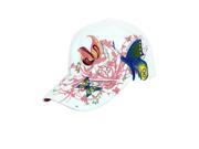 Embroidered Butterfly and Flower Ball Cap Hat White